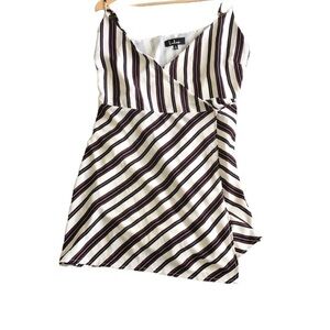𝅺LULUS sleeveless striped wrap long shirt tunic sz XL